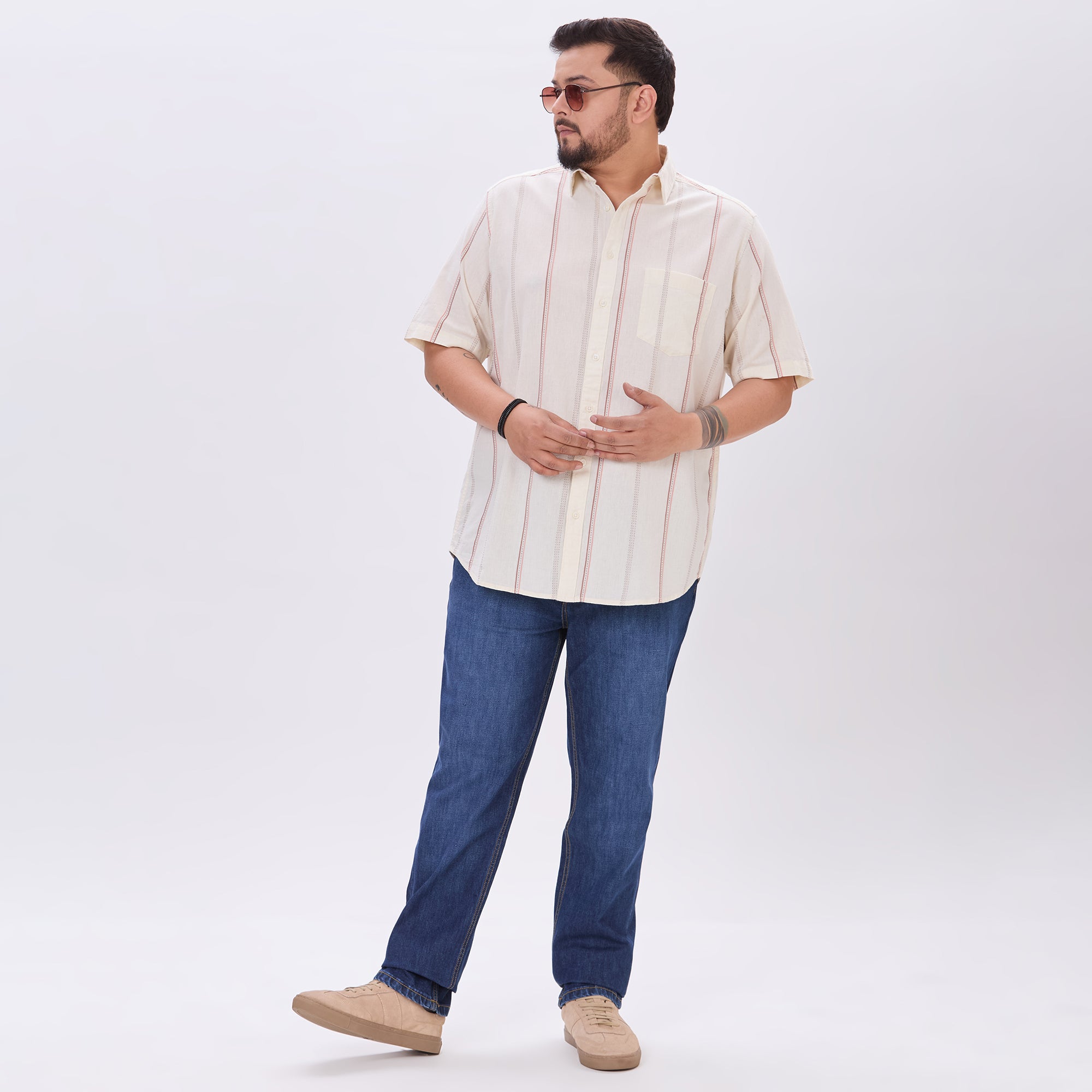 Plus Size Casual Shirt | 4XL-10XL | 100% Cotton | Cream