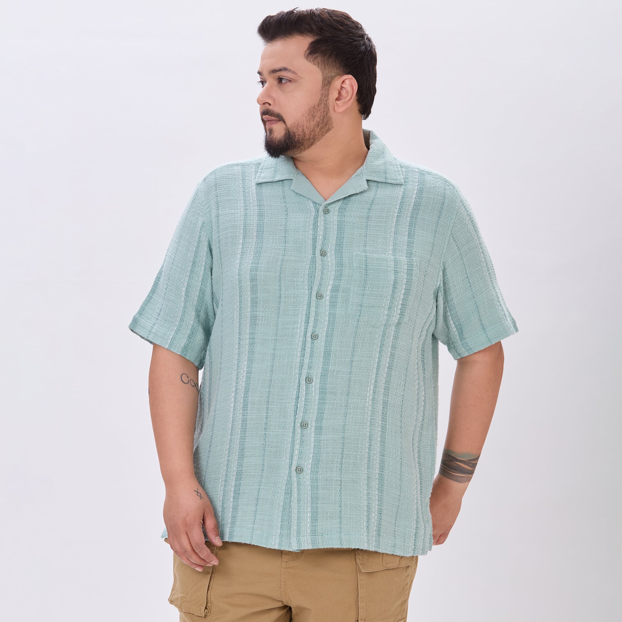 Plus Size Casual Shirt | 4XL-10XL | 100% Cotton | Green