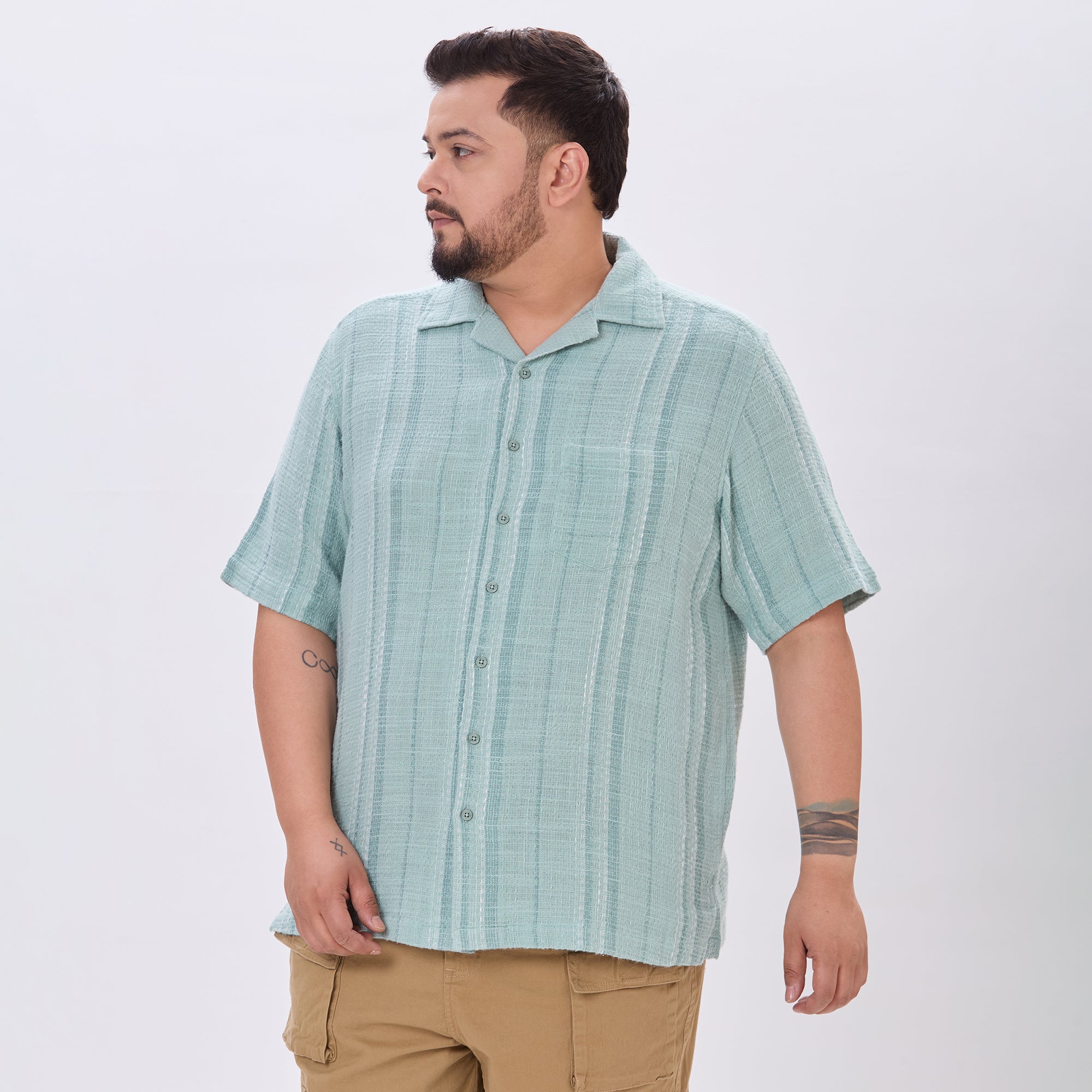 Plus Size Casual Shirt | 4XL-10XL | 100% Cotton | Green
