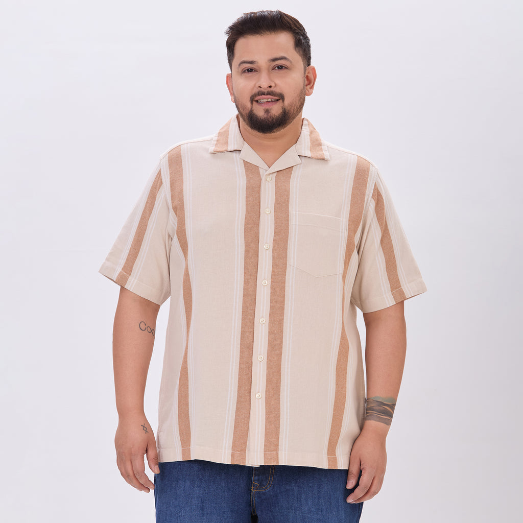 Plus Size Casual Shirt | 4XL-9XL | 100% Cotton | Beige