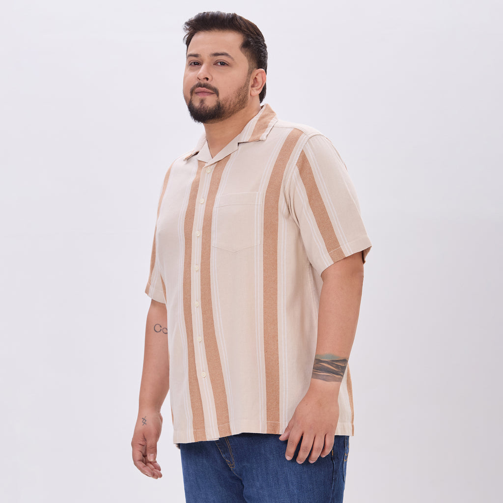 Plus Size Casual Shirt | 4XL-9XL | 100% Cotton | Beige