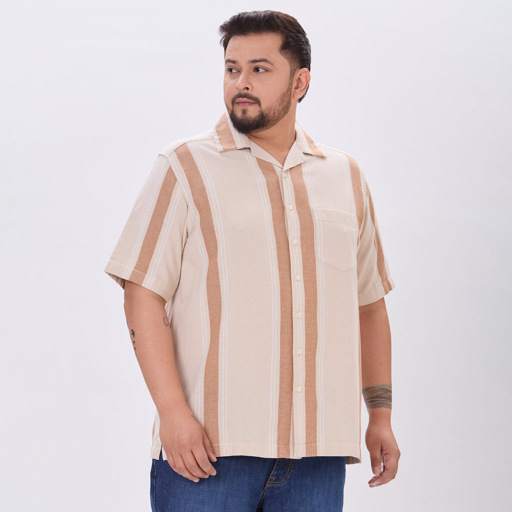 Plus Size Casual Shirt | 4XL-9XL | 100% Cotton | Beige