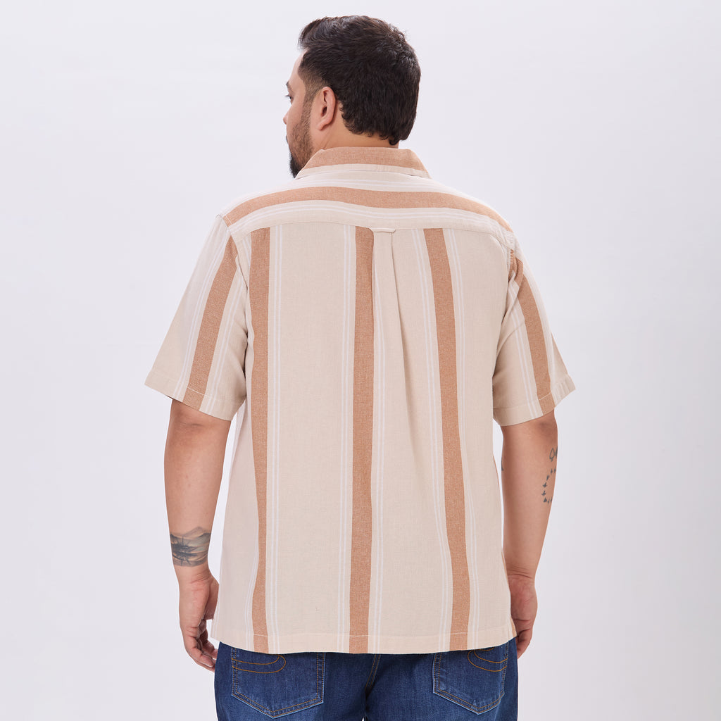 Plus Size Casual Shirt | 4XL-9XL | 100% Cotton | Beige