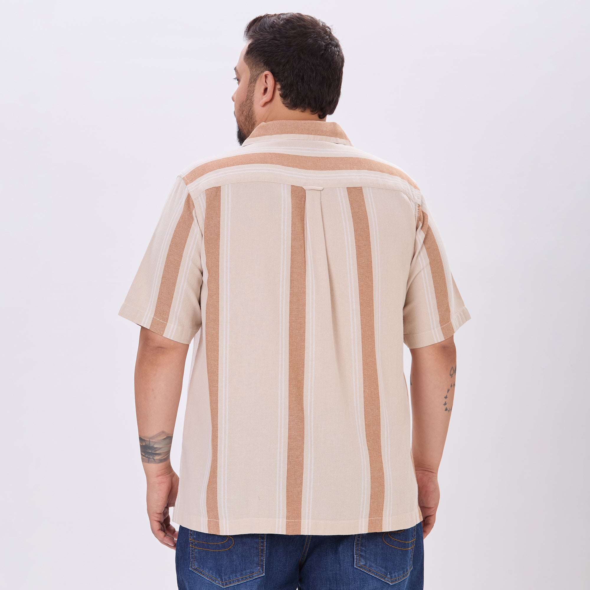 Plus Size Casual Shirt | 4XL-9XL | 100% Cotton | Beige