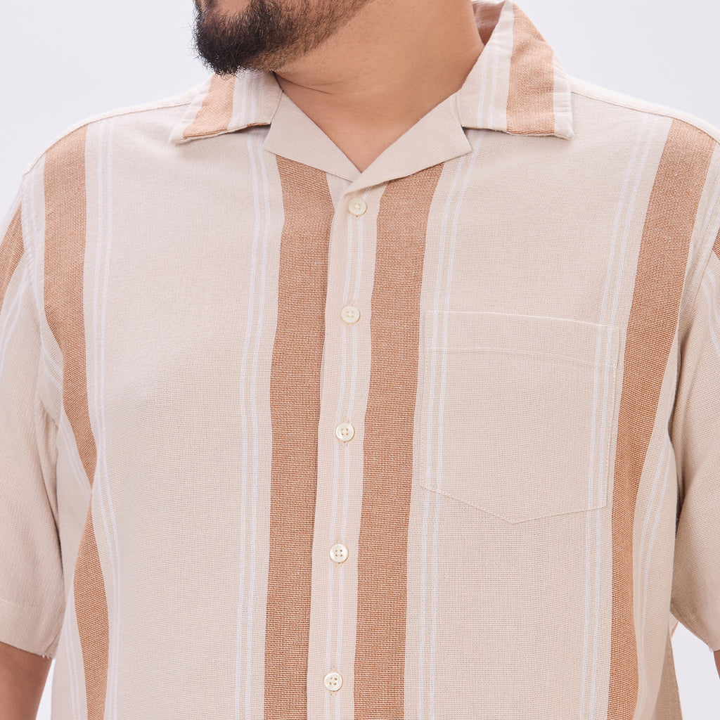 Plus Size Casual Shirt | 4XL-9XL | 100% Cotton | Beige