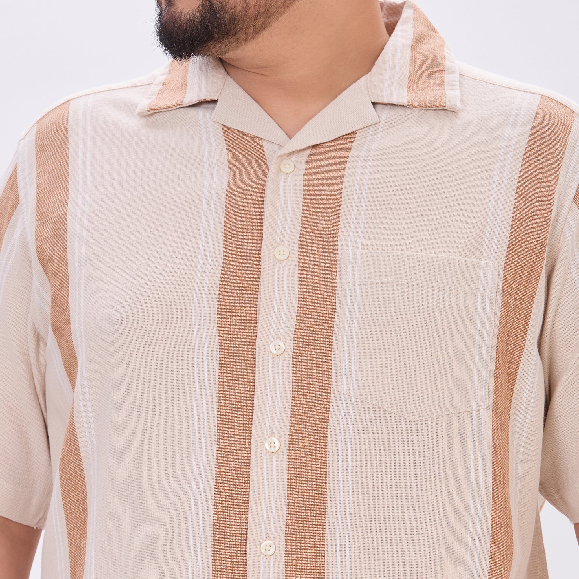 Plus Size Casual Shirt | 4XL-9XL | 100% Cotton | Beige