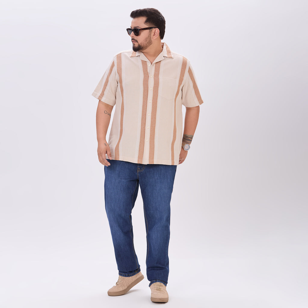 Plus Size Casual Shirt | 4XL-9XL | 100% Cotton | Beige