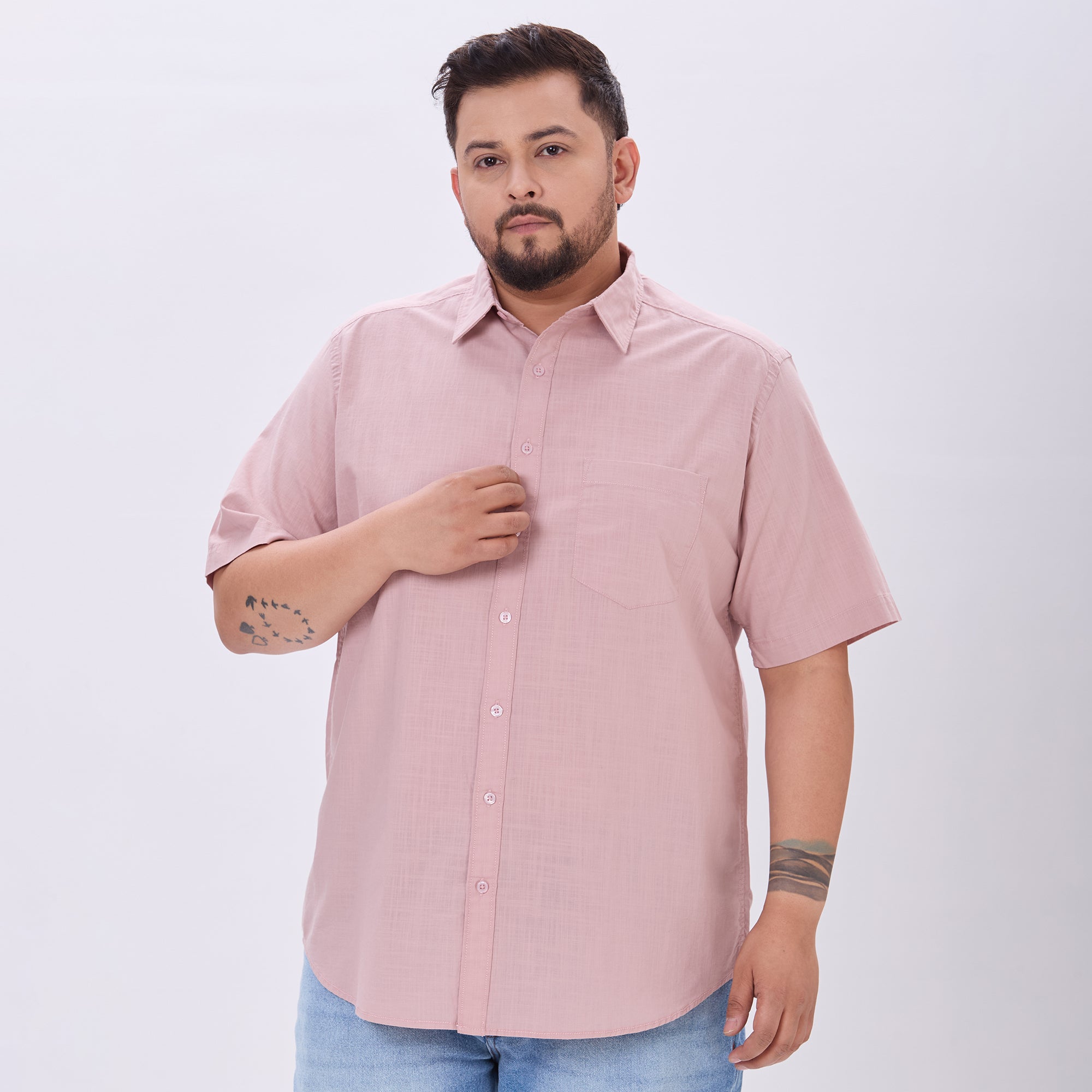 Plus Size Casual Shirt | 4XL-10XL | 100% Cotton | Dusty Pink