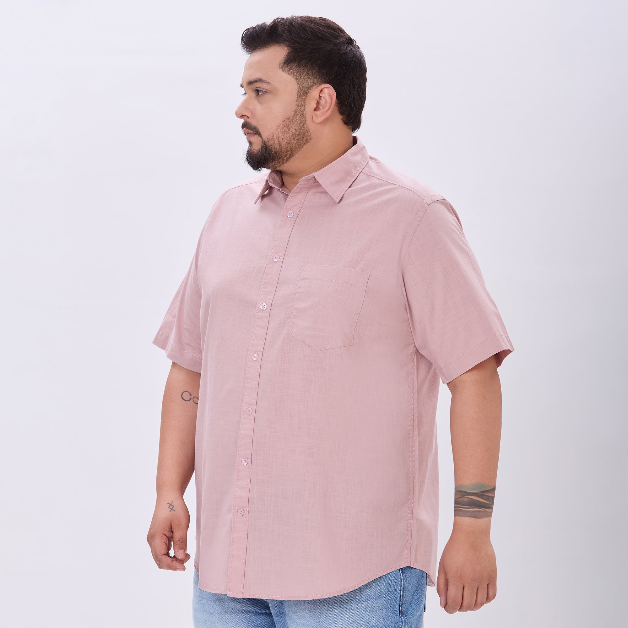 Plus Size Casual Shirt | 4XL-10XL | 100% Cotton | Dusty Pink