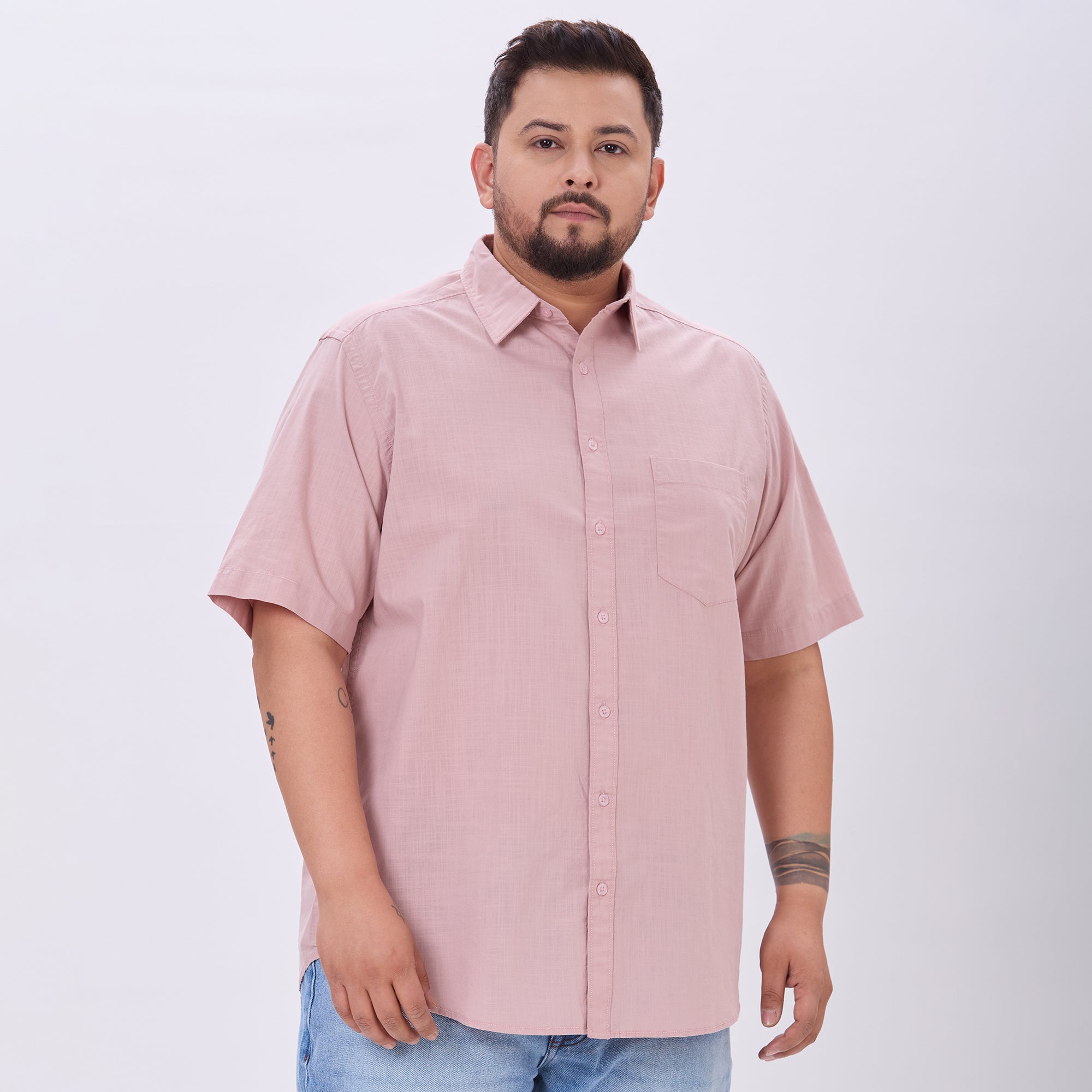 Plus Size Casual Shirt | 4XL-10XL | 100% Cotton | Dusty Pink