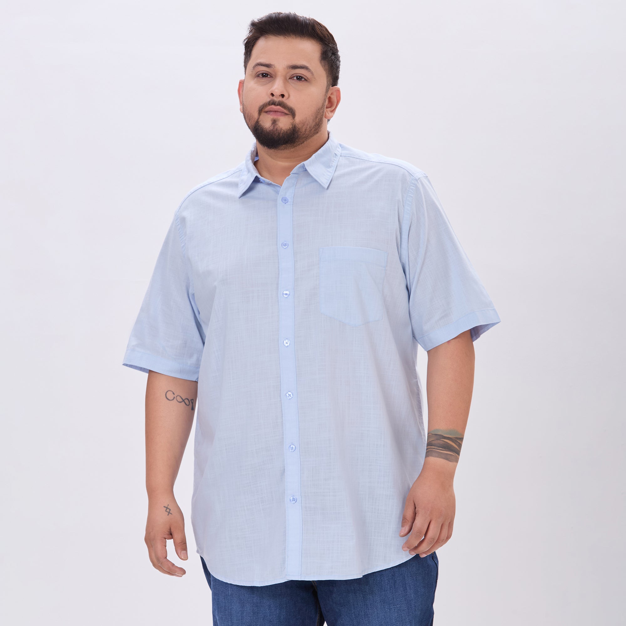 Plus Size Sky Casual Shirt | 4XL-10XL | 100% Cotton | Blue