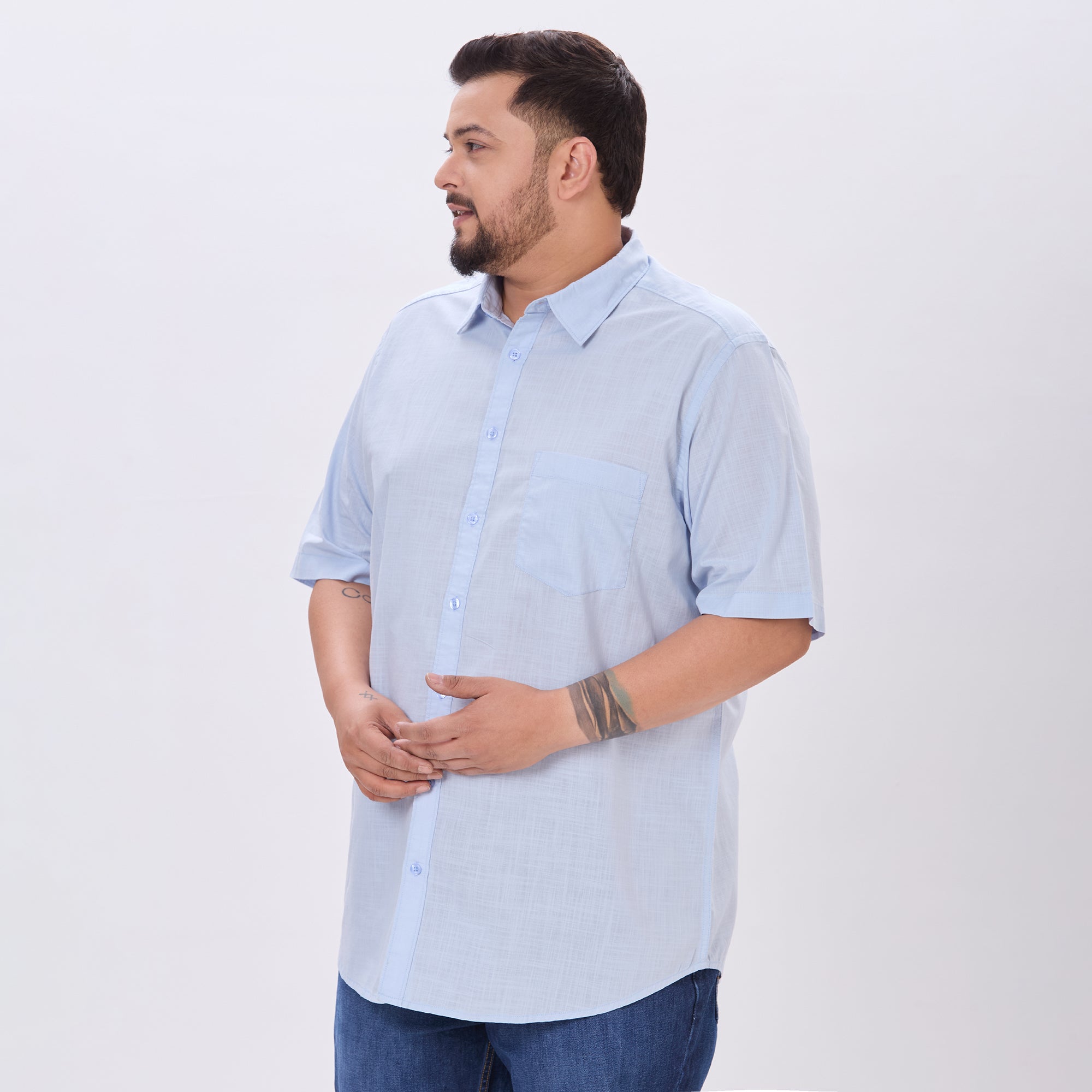 Plus Size Sky Casual Shirt | 4XL-10XL | 100% Cotton | Blue