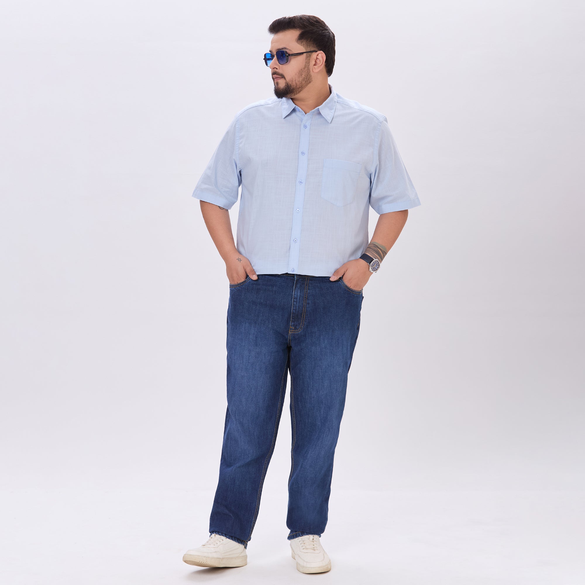 Plus Size Sky Casual Shirt | 4XL-10XL | 100% Cotton | Blue