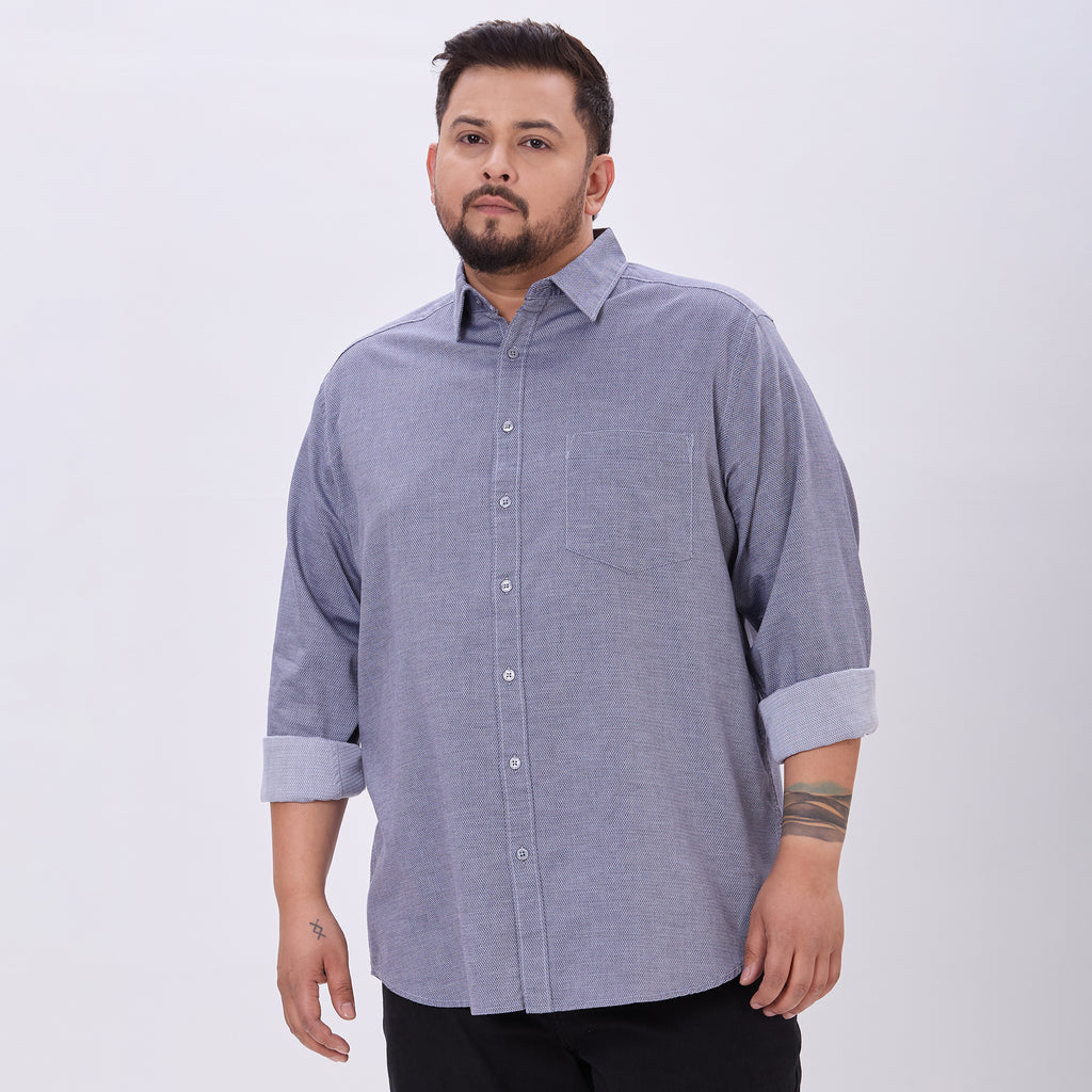 Plus Size Casual Shirt | 4XL-10XL | 100% Cotton | Navy