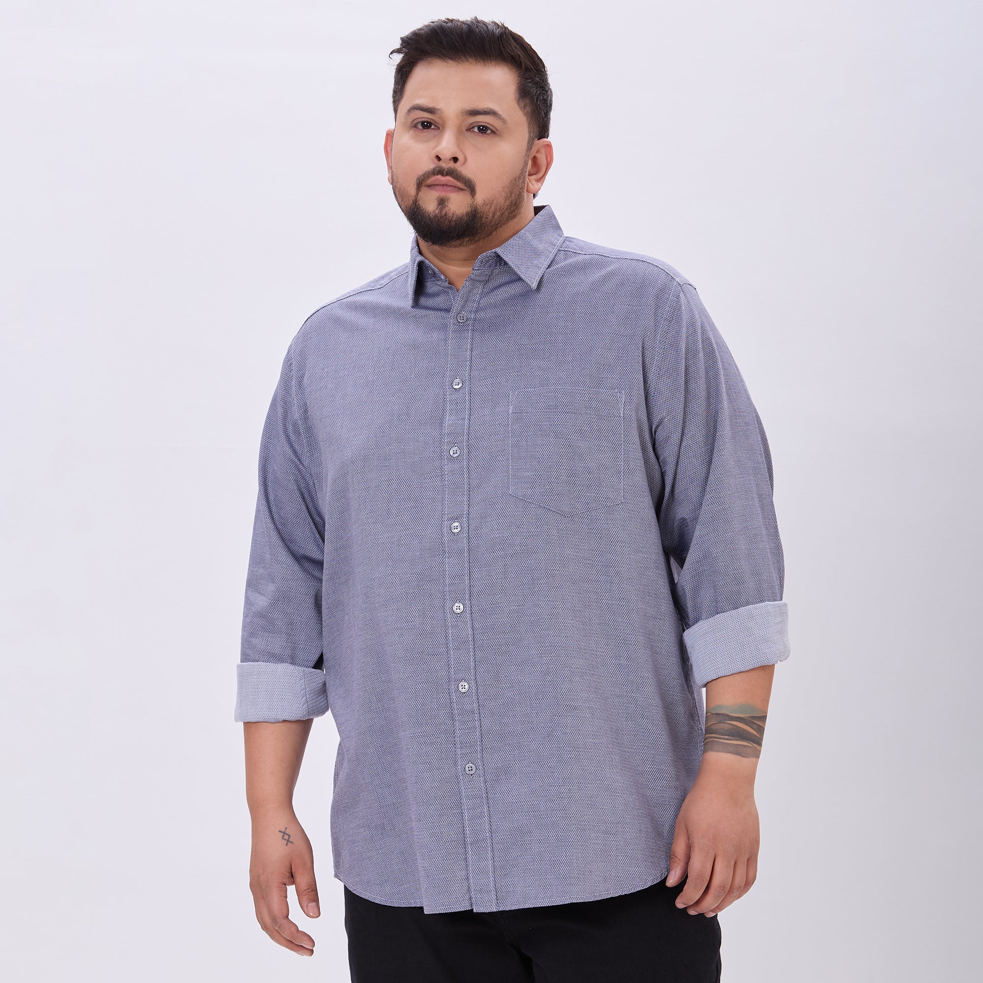 Plus Size Casual Shirt | 4XL-10XL | 100% Cotton | Navy