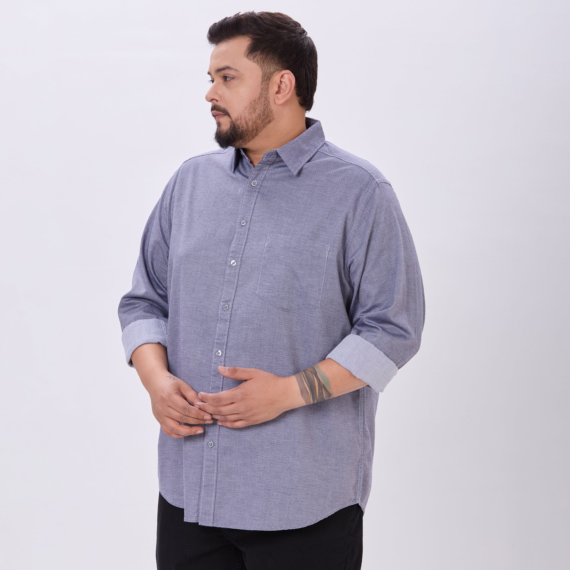 Plus Size Casual Shirt | 4XL-10XL | 100% Cotton | Navy