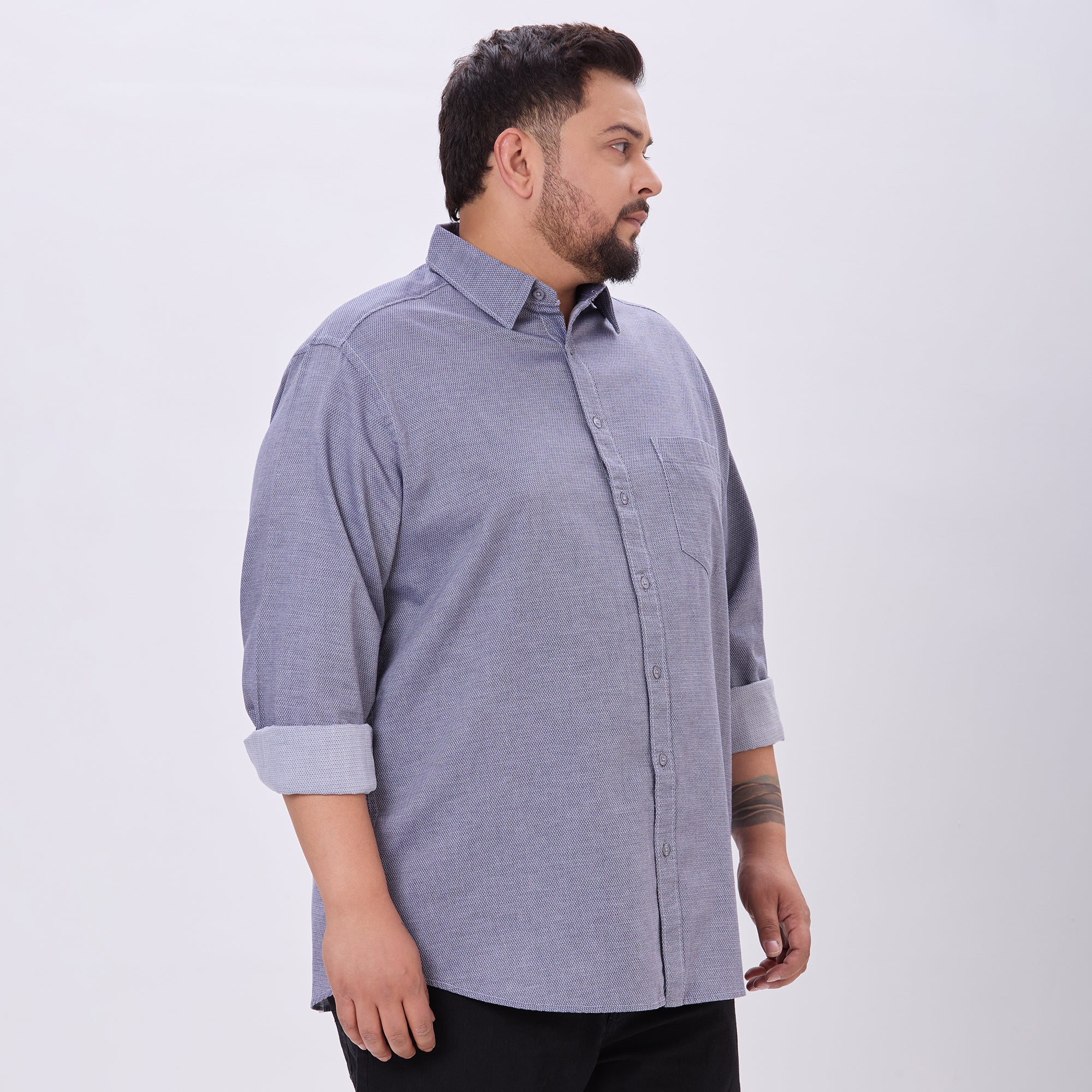 Plus Size Casual Shirt | 4XL-10XL | 100% Cotton | Navy