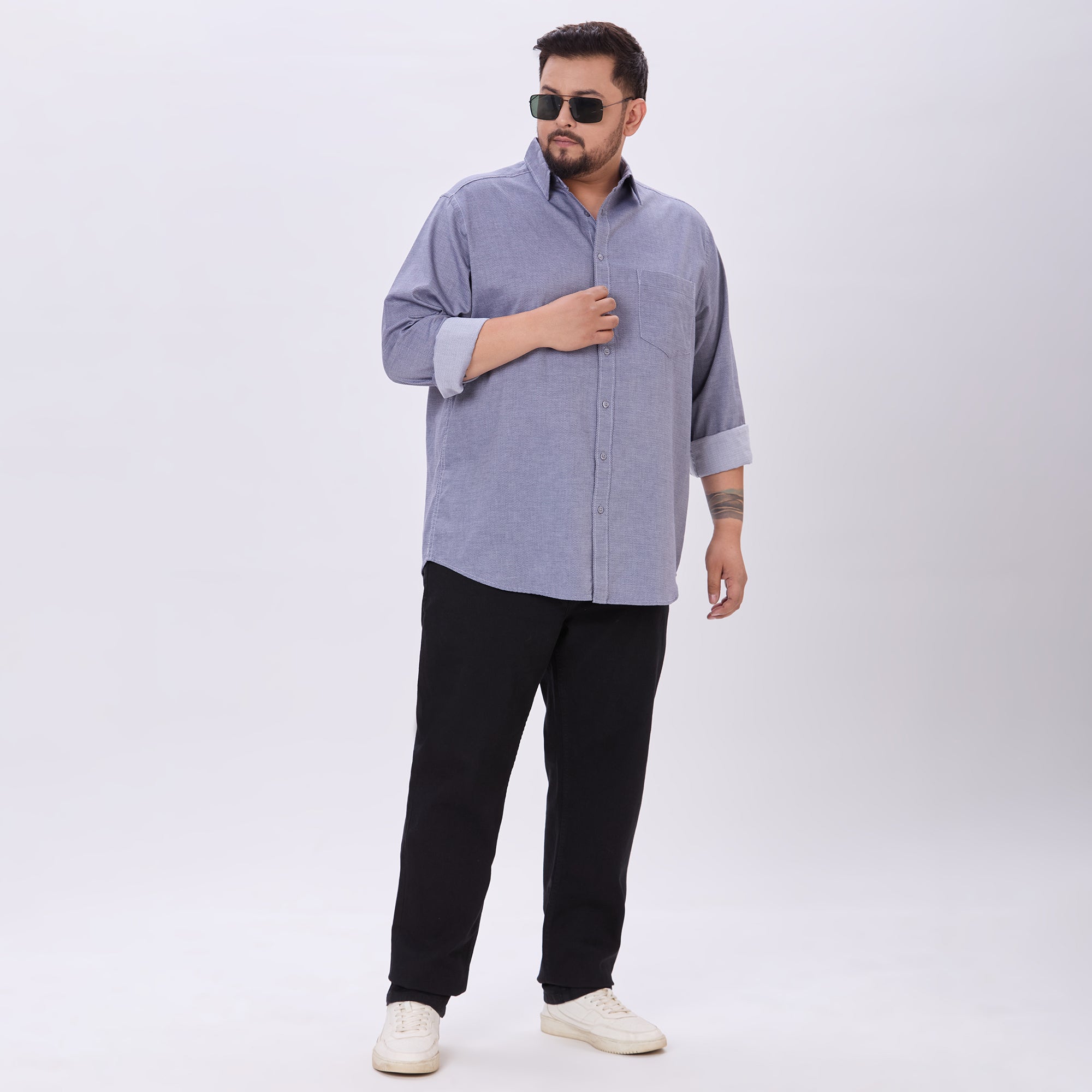 Plus Size Casual Shirt | 4XL-10XL | 100% Cotton | Navy