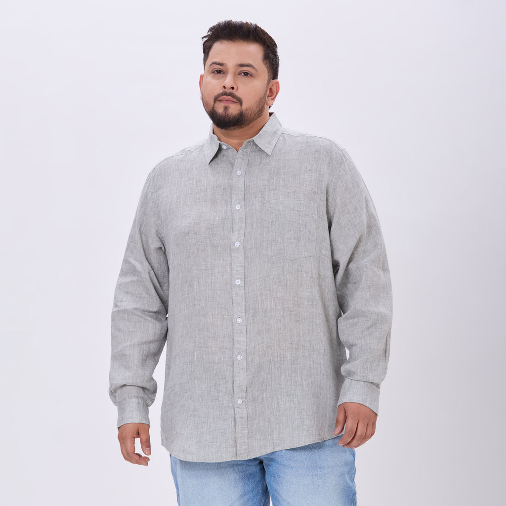 Plus Size Casual Shirt | 4XL-10XL | 100% Linen | Grey