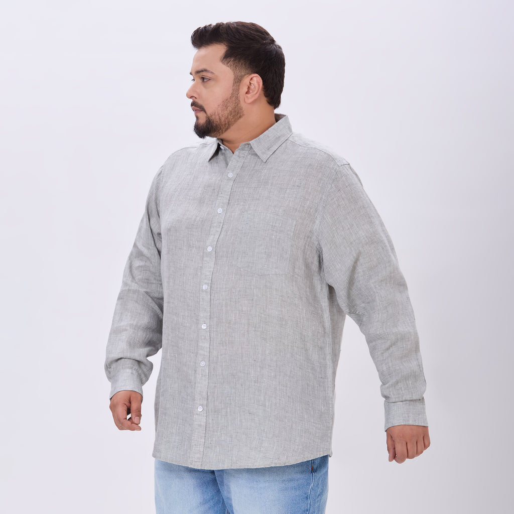 Plus Size Casual Shirt | 4XL-10XL | 100% Linen | Grey