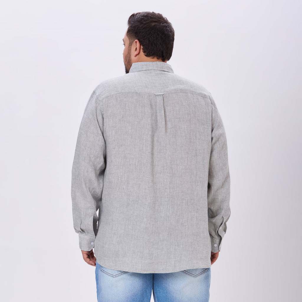 Plus Size Casual Shirt | 4XL-10XL | 100% Linen | Grey