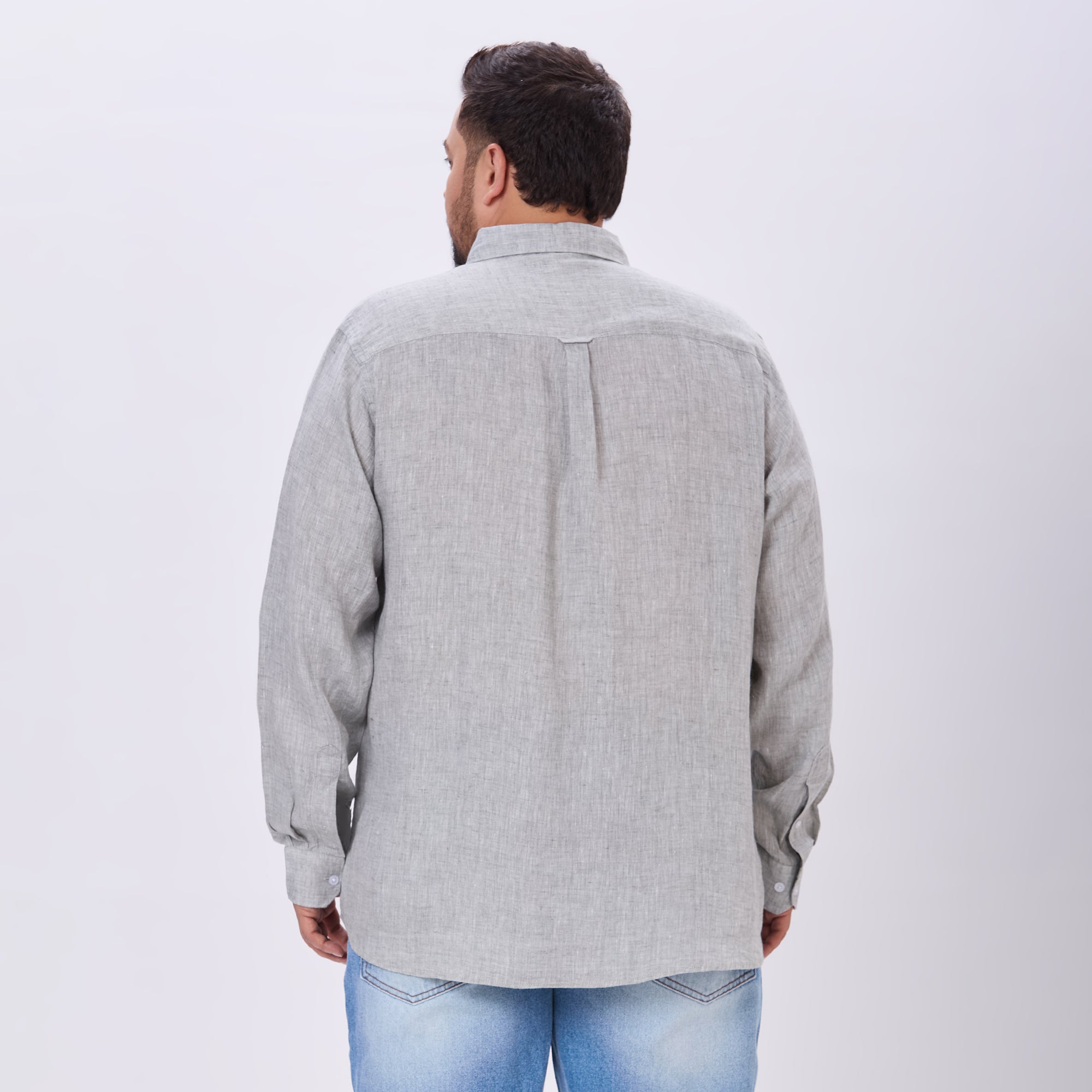 Plus Size Casual Shirt | 4XL-10XL | 100% Linen | Grey