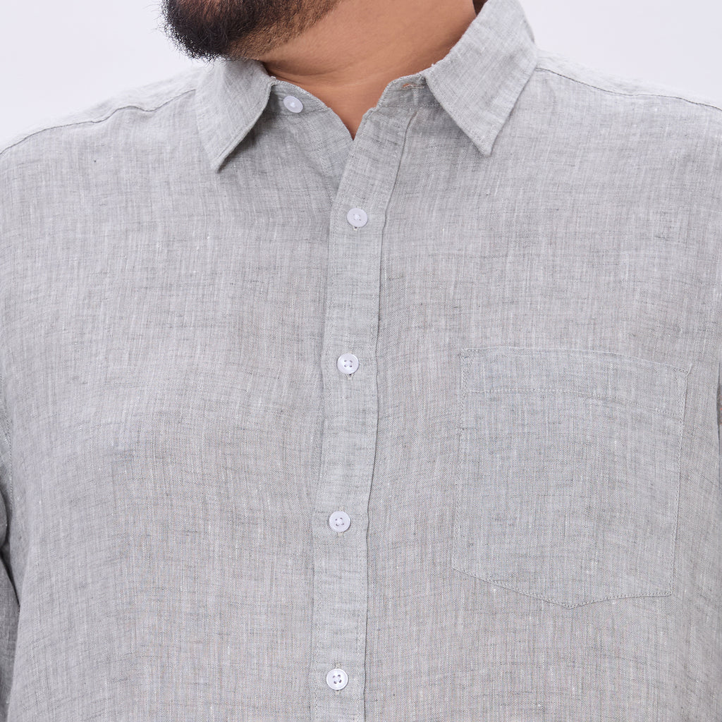 Plus Size Casual Shirt | 4XL-10XL | 100% Linen | Grey