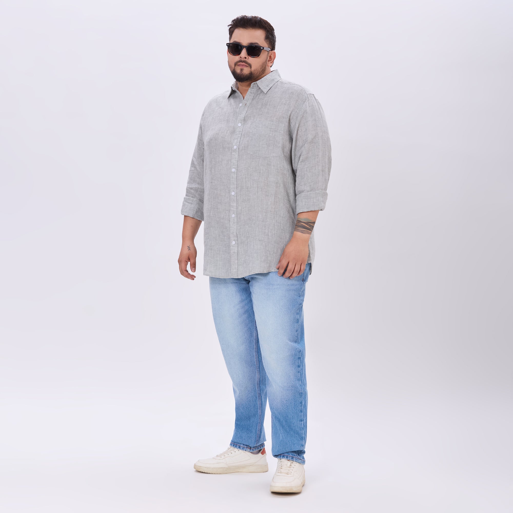 Plus Size Casual Shirt | 4XL-10XL | 100% Linen | Grey