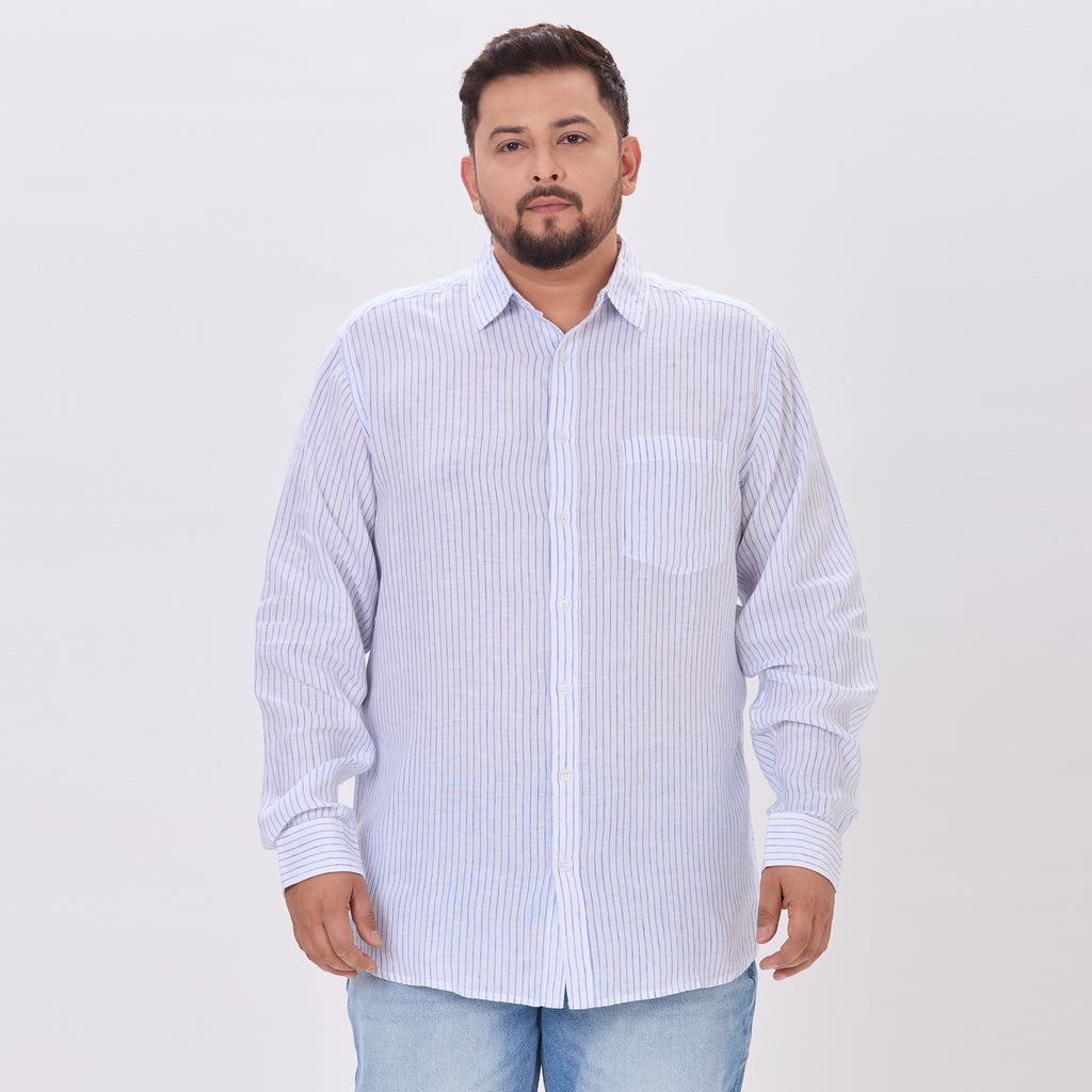 Plus Size Casual Shirt | 4XL-10XL | 100% Linen | White