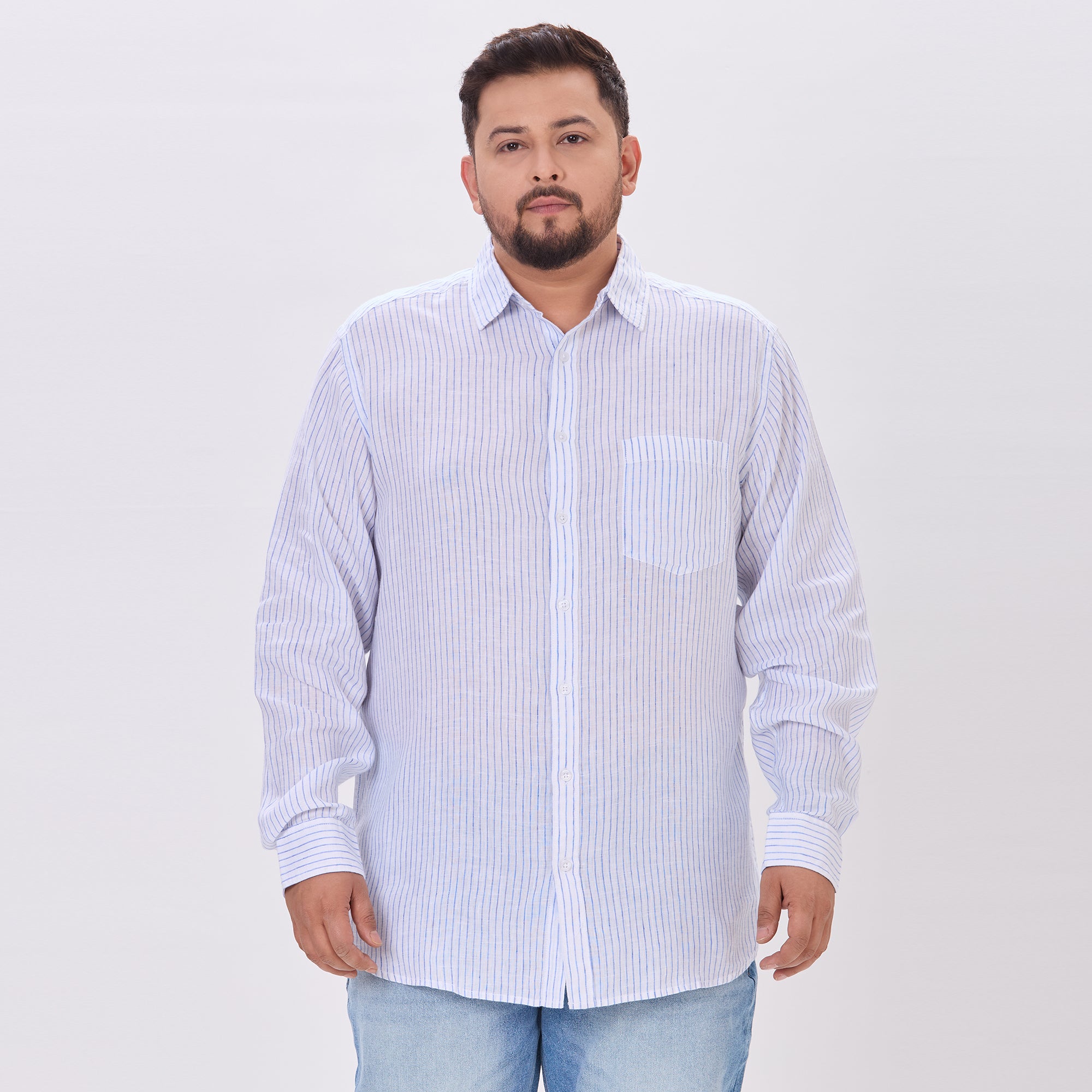 Plus Size Casual Shirt | 4XL-10XL | 100% Linen | White