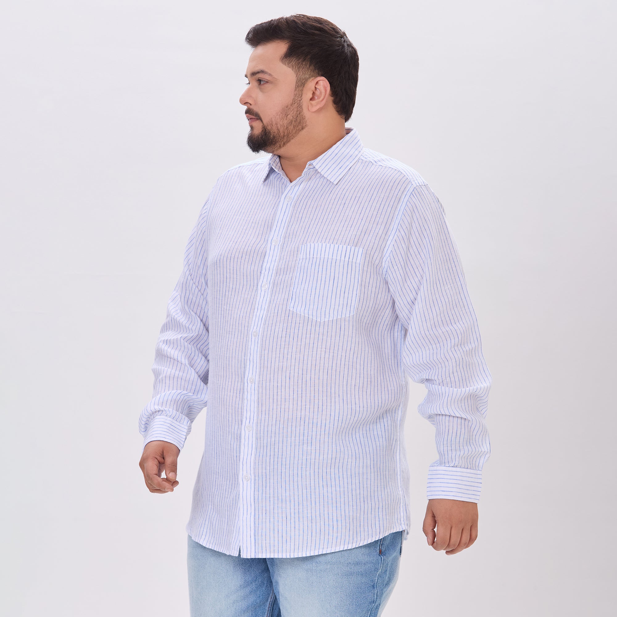 Plus Size Casual Shirt | 4XL-10XL | 100% Linen | White