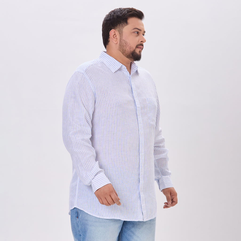 Plus Size Casual Shirt | 4XL-10XL | 100% Linen | White
