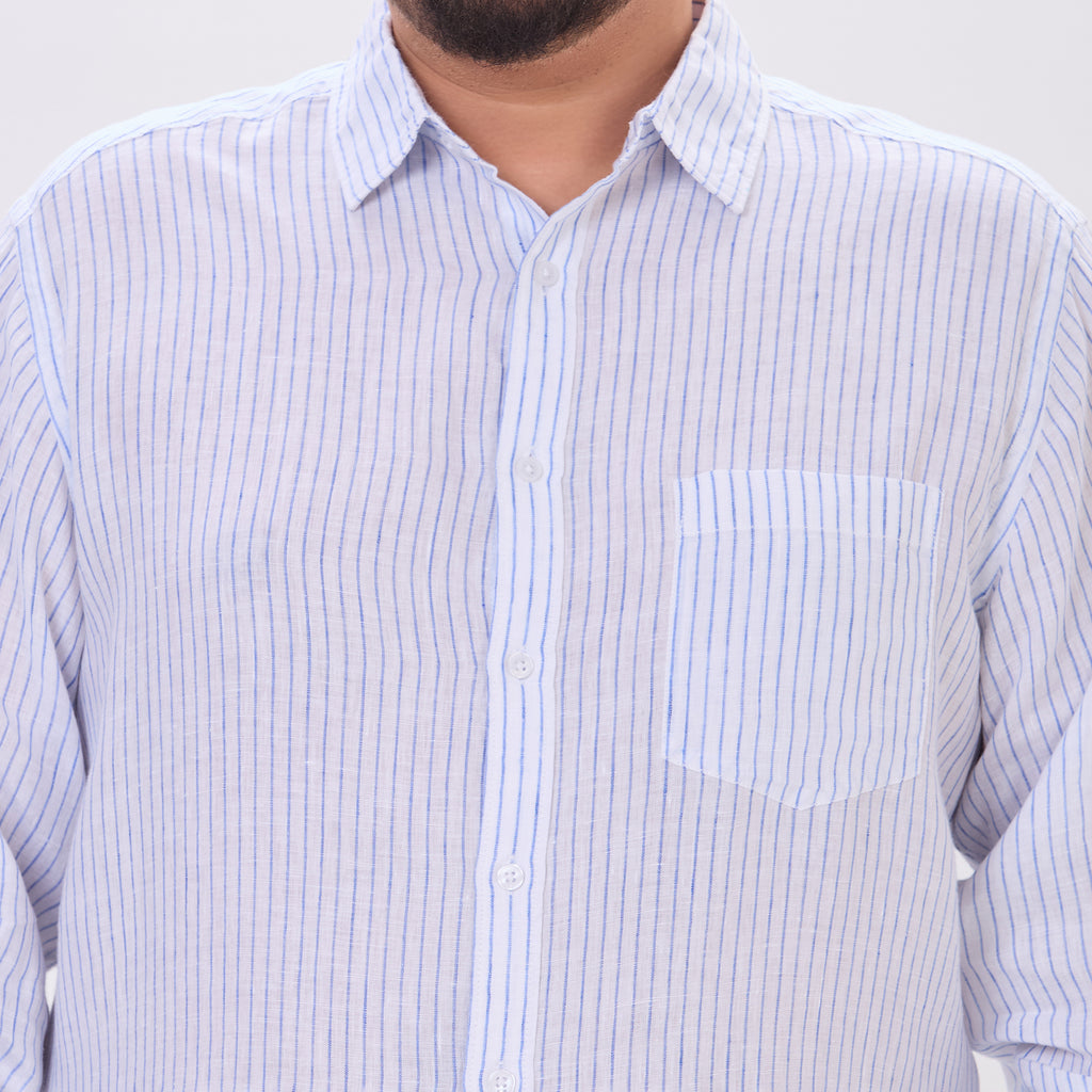 Plus Size Casual Shirt | 4XL-10XL | 100% Linen | White