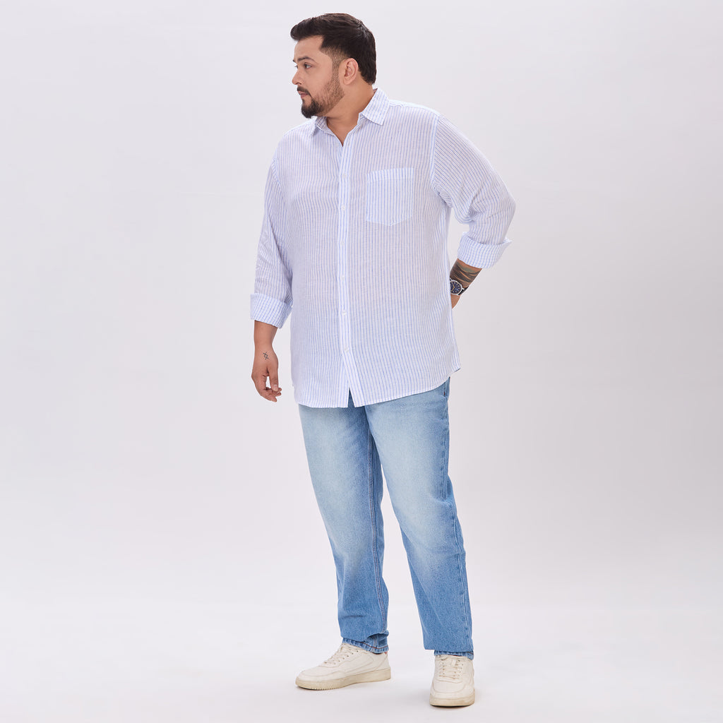 Plus Size Casual Shirt | 4XL-10XL | 100% Linen | White