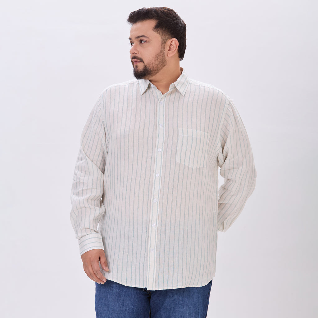 Plus Size Casual Shirt | 4XL-10XL | 100% Linen | Beige