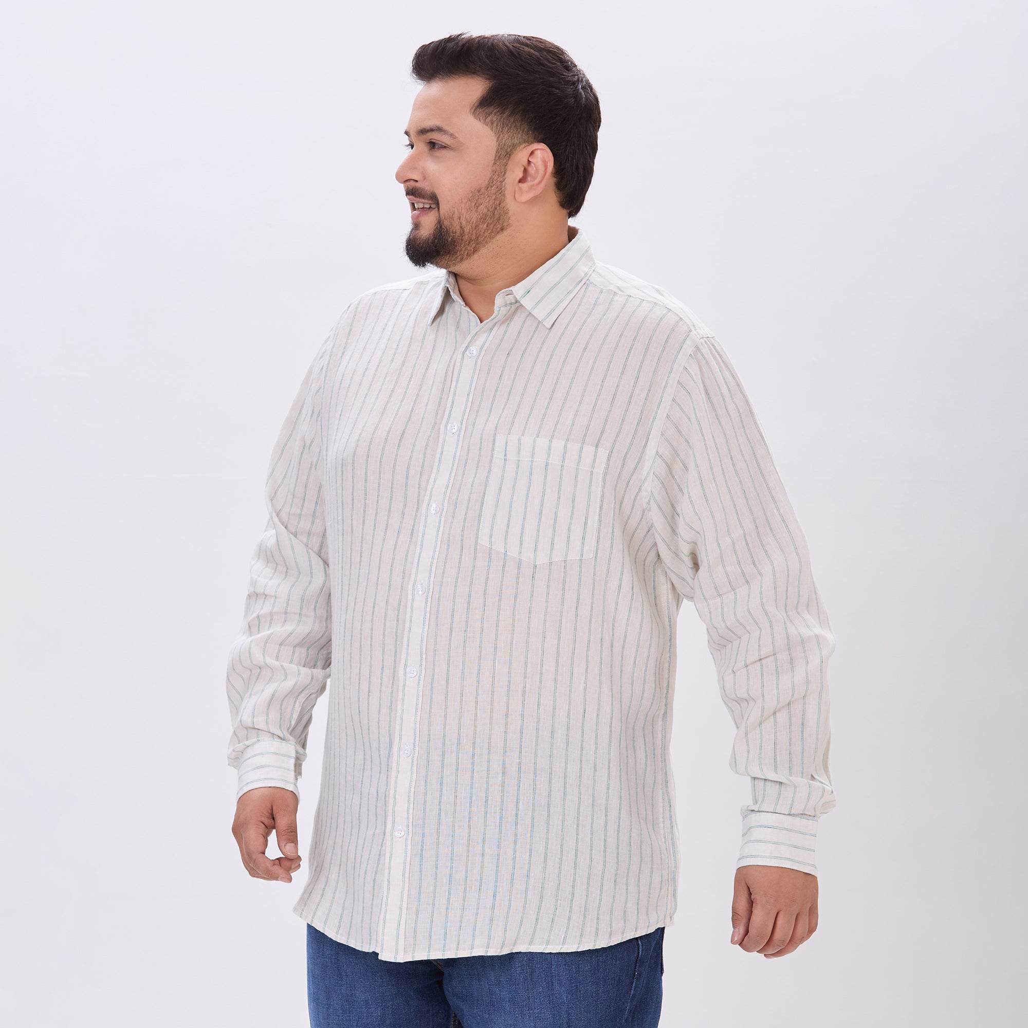 Plus Size Casual Shirt | 4XL-10XL | 100% Linen | Beige