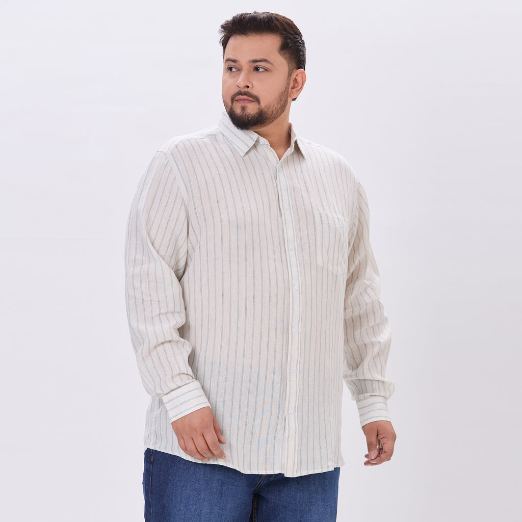 Plus Size Casual Shirt | 4XL-10XL | 100% Linen | Beige