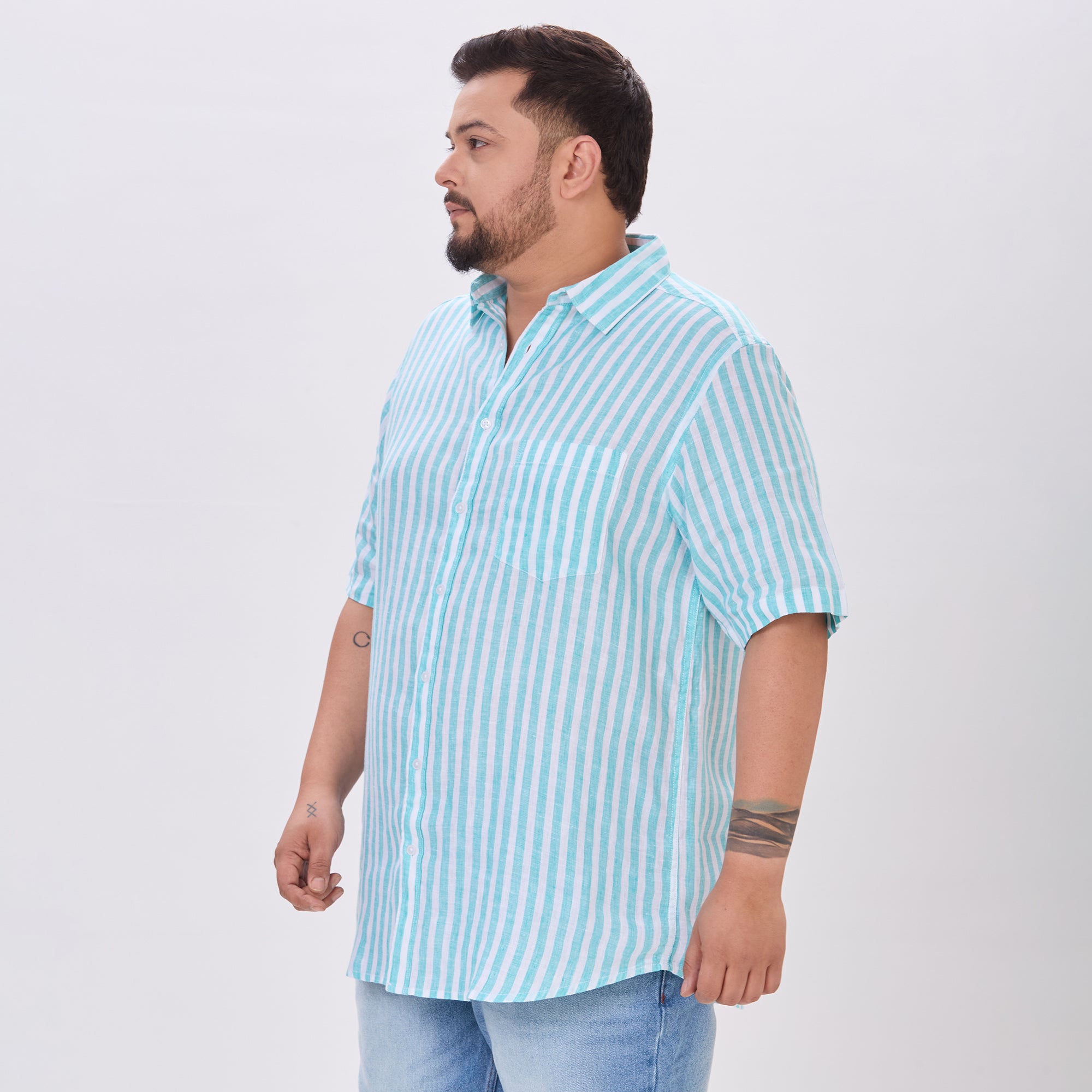 Plus Size Casual Shirt | 4XL-10XL | 100% Linen | Sea Green