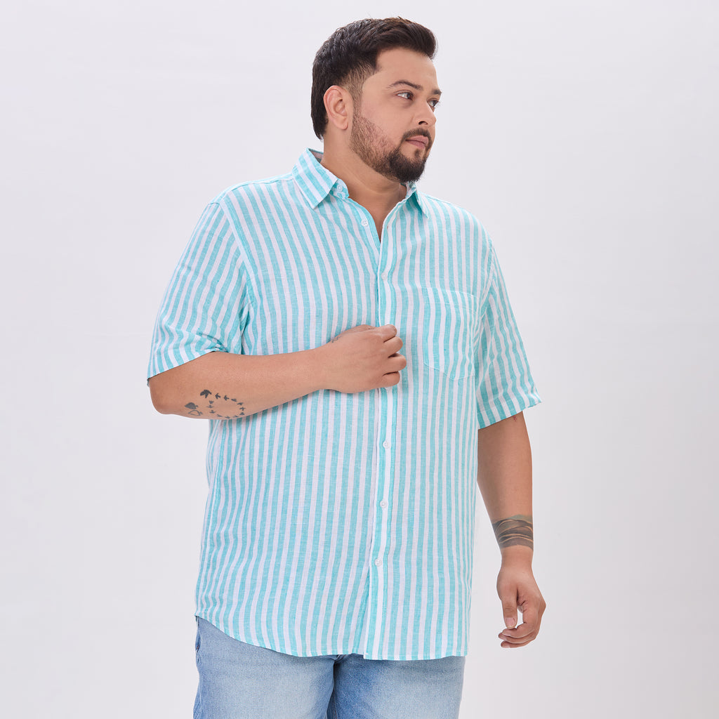 Plus Size Casual Shirt | 4XL-10XL | 100% Linen | Sea Green