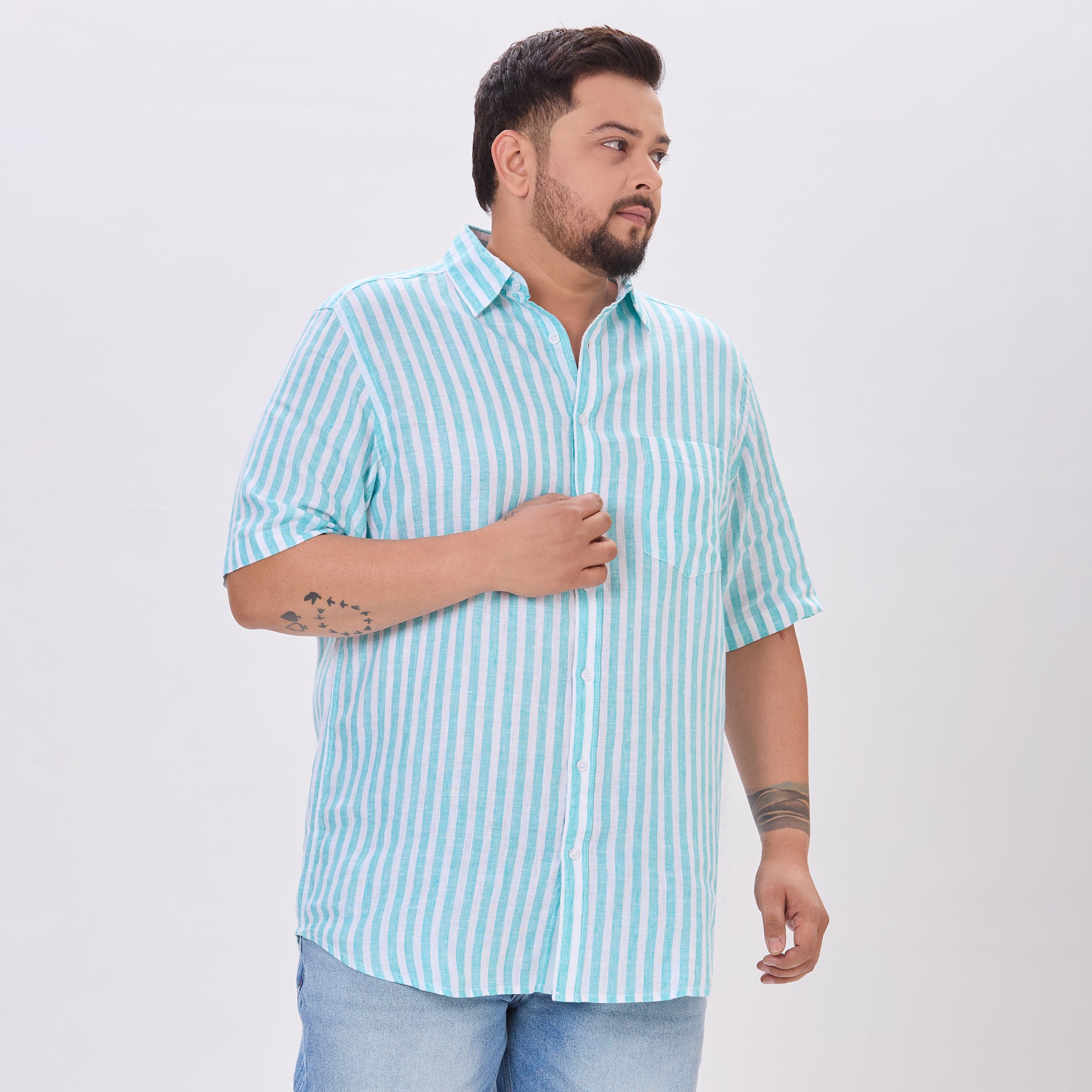 Plus Size Casual Shirt | 4XL-10XL | 100% Linen | Sea Green