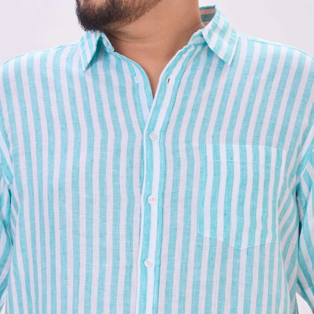 Plus Size Casual Shirt | 4XL-10XL | 100% Linen | Sea Green