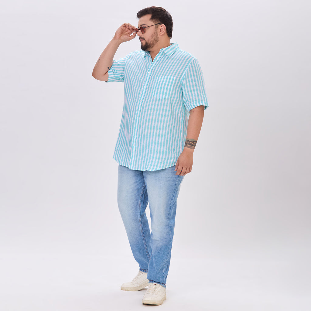 Plus Size Casual Shirt | 4XL-10XL | 100% Linen | Sea Green