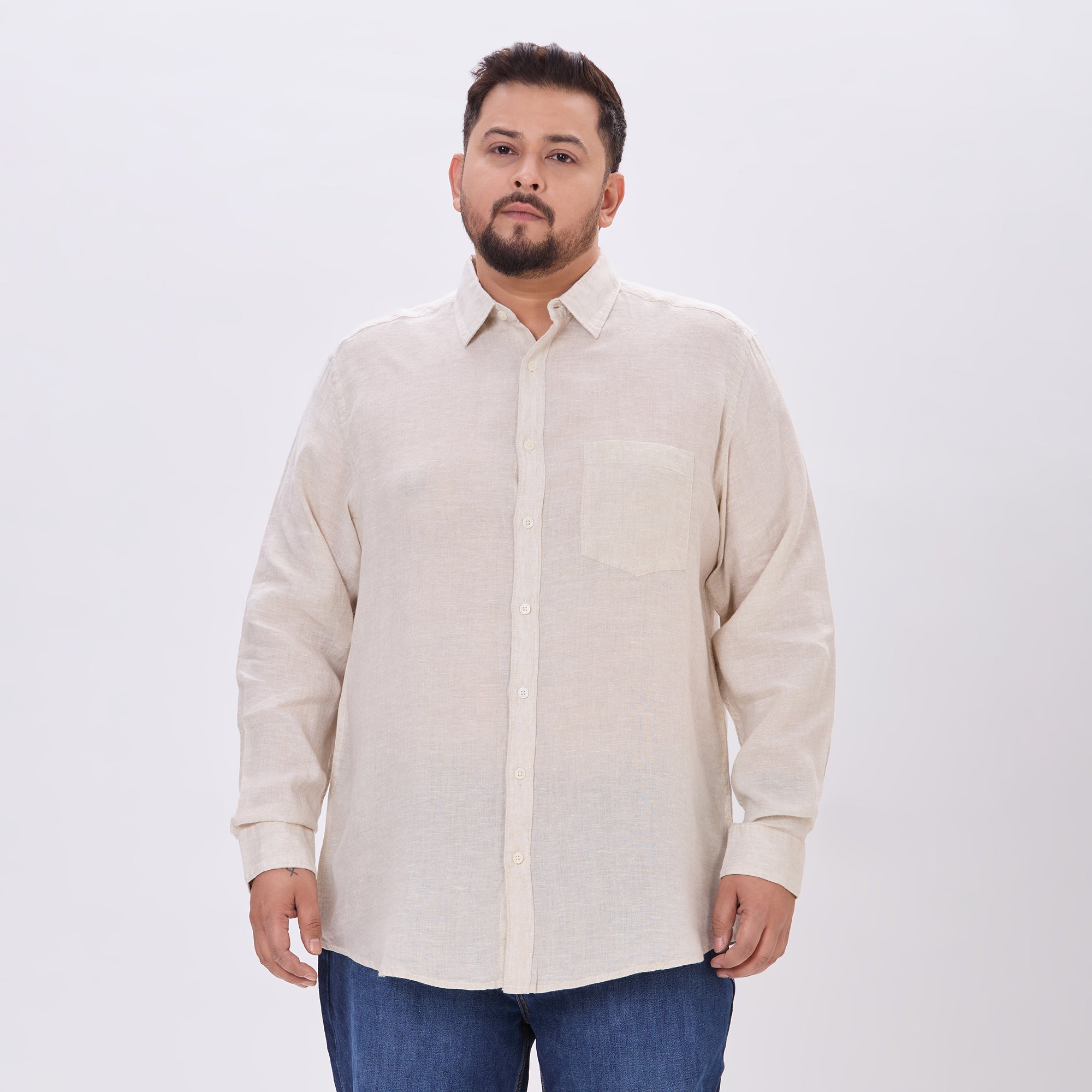 Plus Size Casual Shirt | 4XL-10XL | 100% Linen |Natural