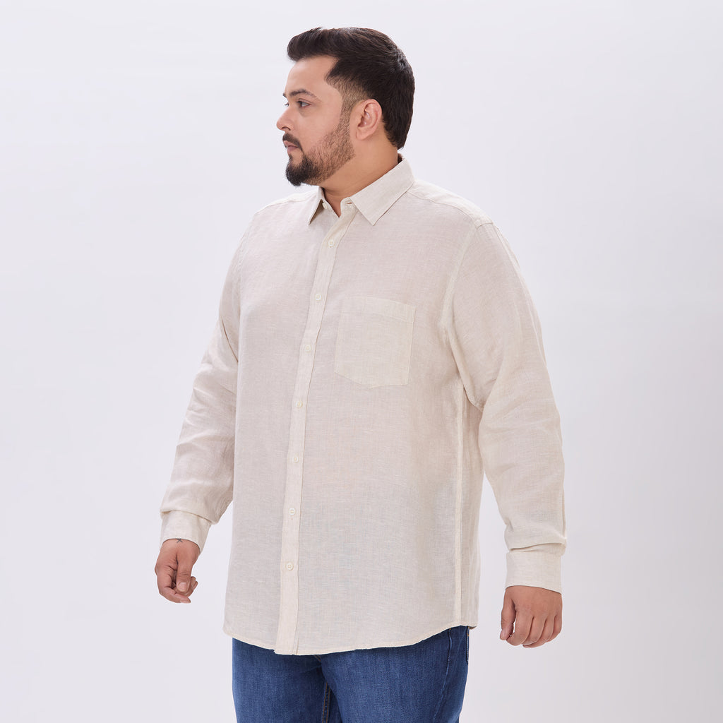 Plus Size Casual Shirt | 4XL-10XL | 100% Linen |Natural