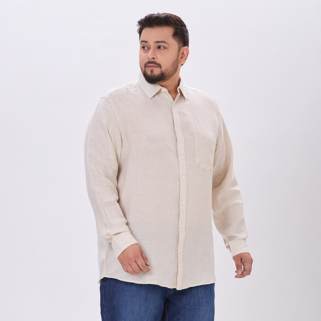 Plus Size Casual Shirt | 4XL-10XL | 100% Linen |Natural