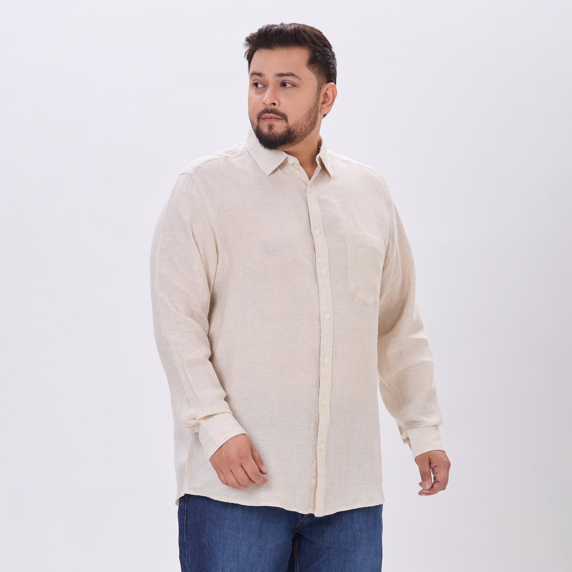 Plus Size Casual Shirt | 4XL-10XL | 100% Linen |Natural