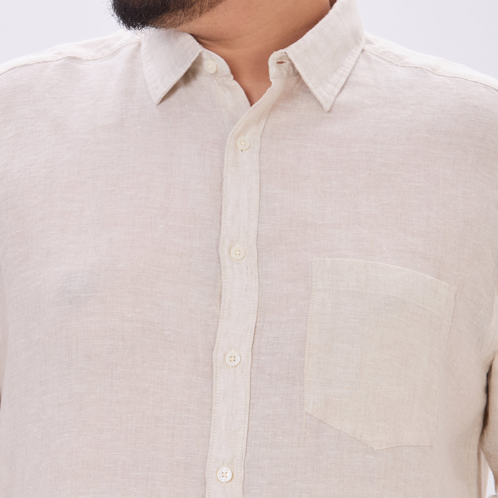 Plus Size Casual Shirt | 4XL-10XL | 100% Linen |Natural