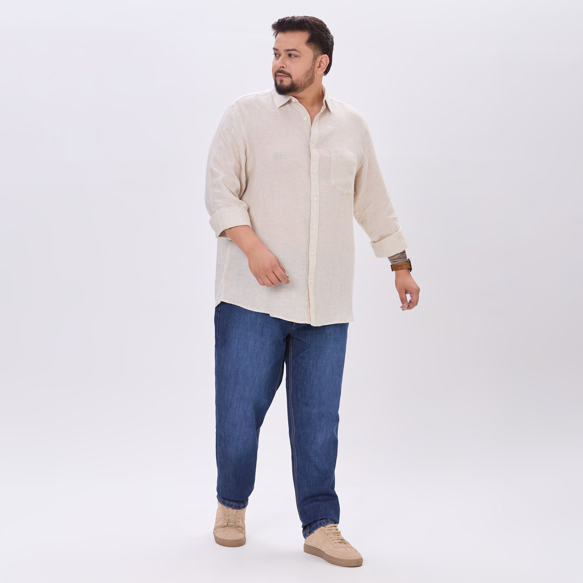 Plus Size Casual Shirt | 4XL-10XL | 100% Linen |Natural