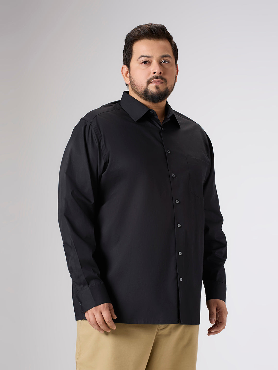 4xl black dress shirt First Class Dress Shirt, Long Sleeve, Black, 4XL, Durable Polyester Cotton Blend
