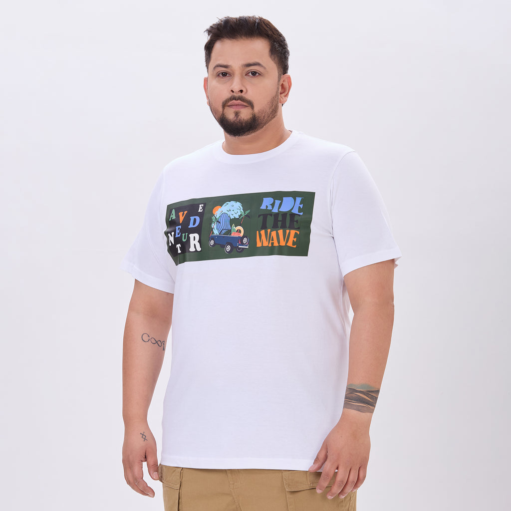 Plus Size Graphic T-shirt | 4XL - 10XL | 100% Cotton | White